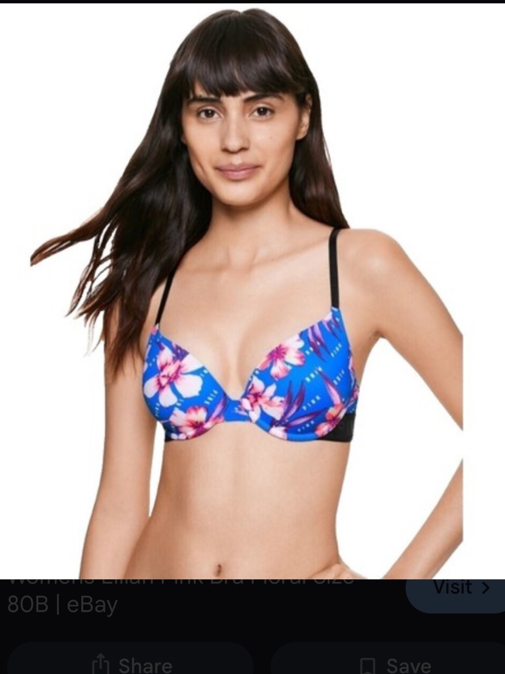 *Victoria’s Secret PINK Blue Tropical Floral Wear Everywhere Push Up Bra-34D